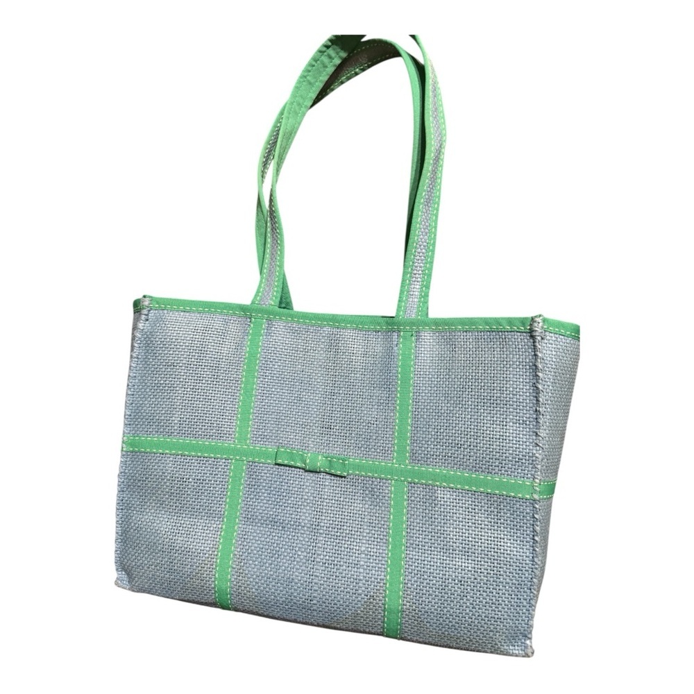 Ralph Lauren Blue Woven Straw Tote Bag w/ Matching Zip Pouch